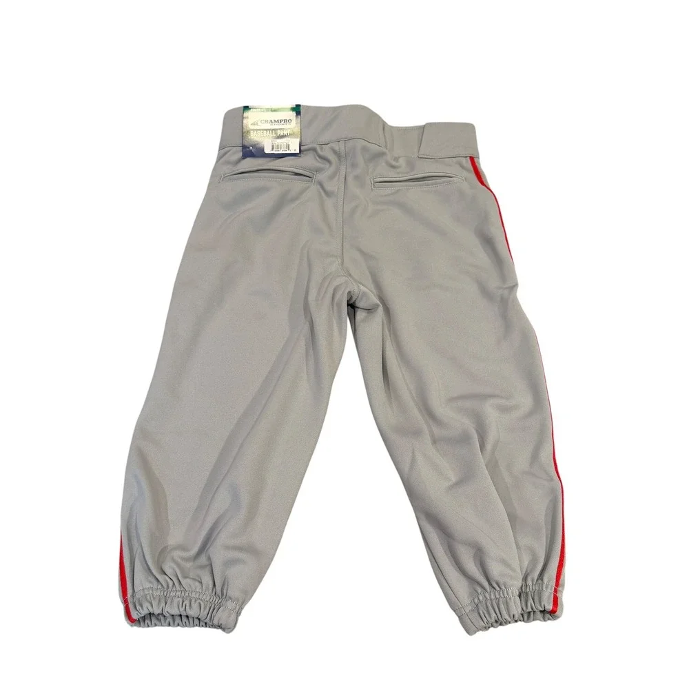 Champro Sports Youth Large Baseball Pants Grey Scarlet Red‎ Pipe BP101 NWT